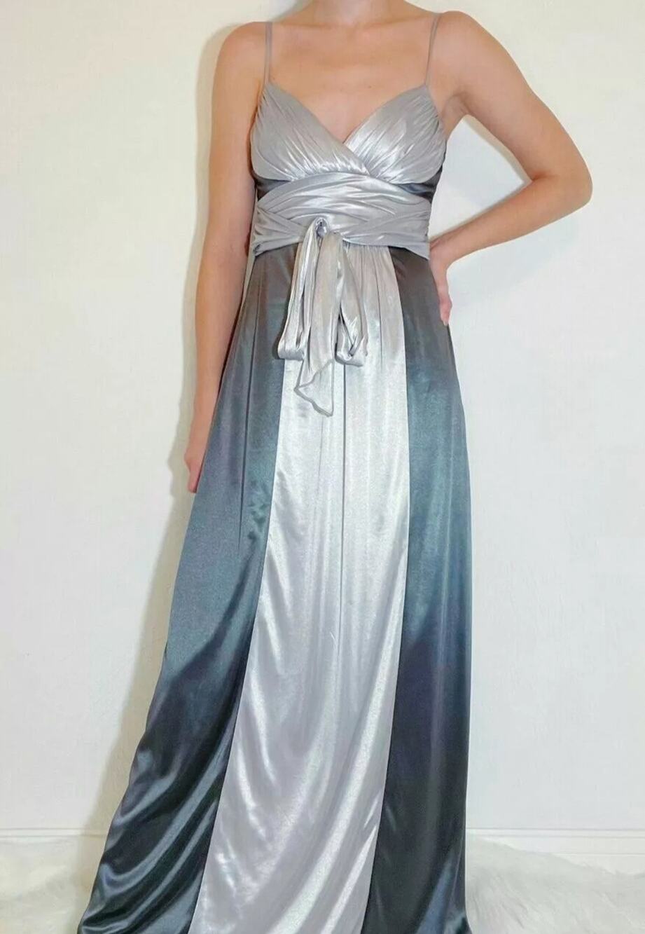 New City Triangles black and grey satin ruched full length gown Size XL